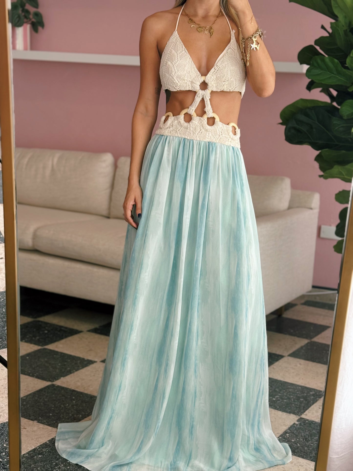 Crochet Blue Maxi Dress