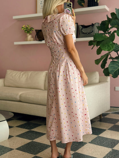 Polka Dot Collar Midi Dress