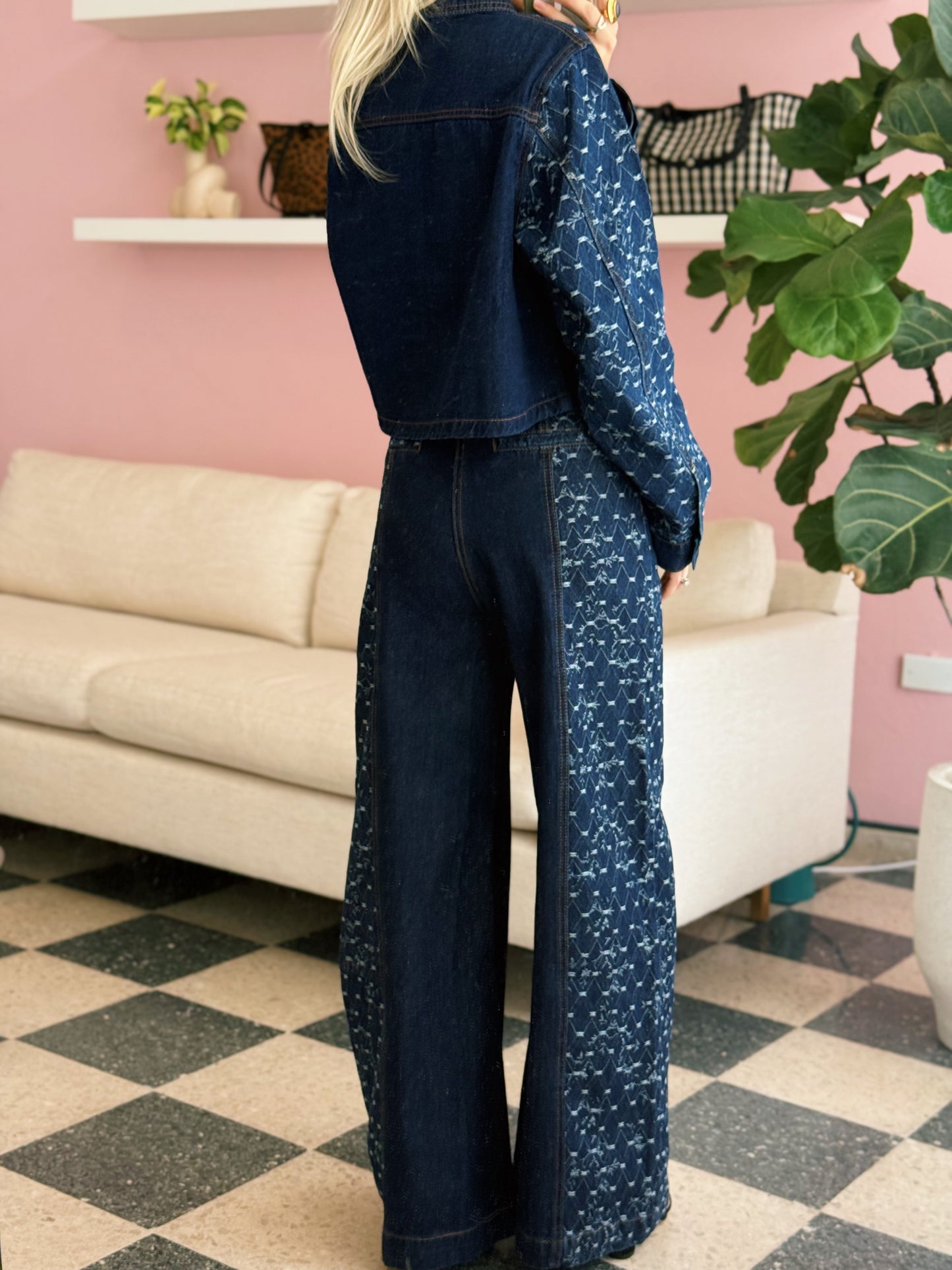 Wide Leg Denim Jacket Set