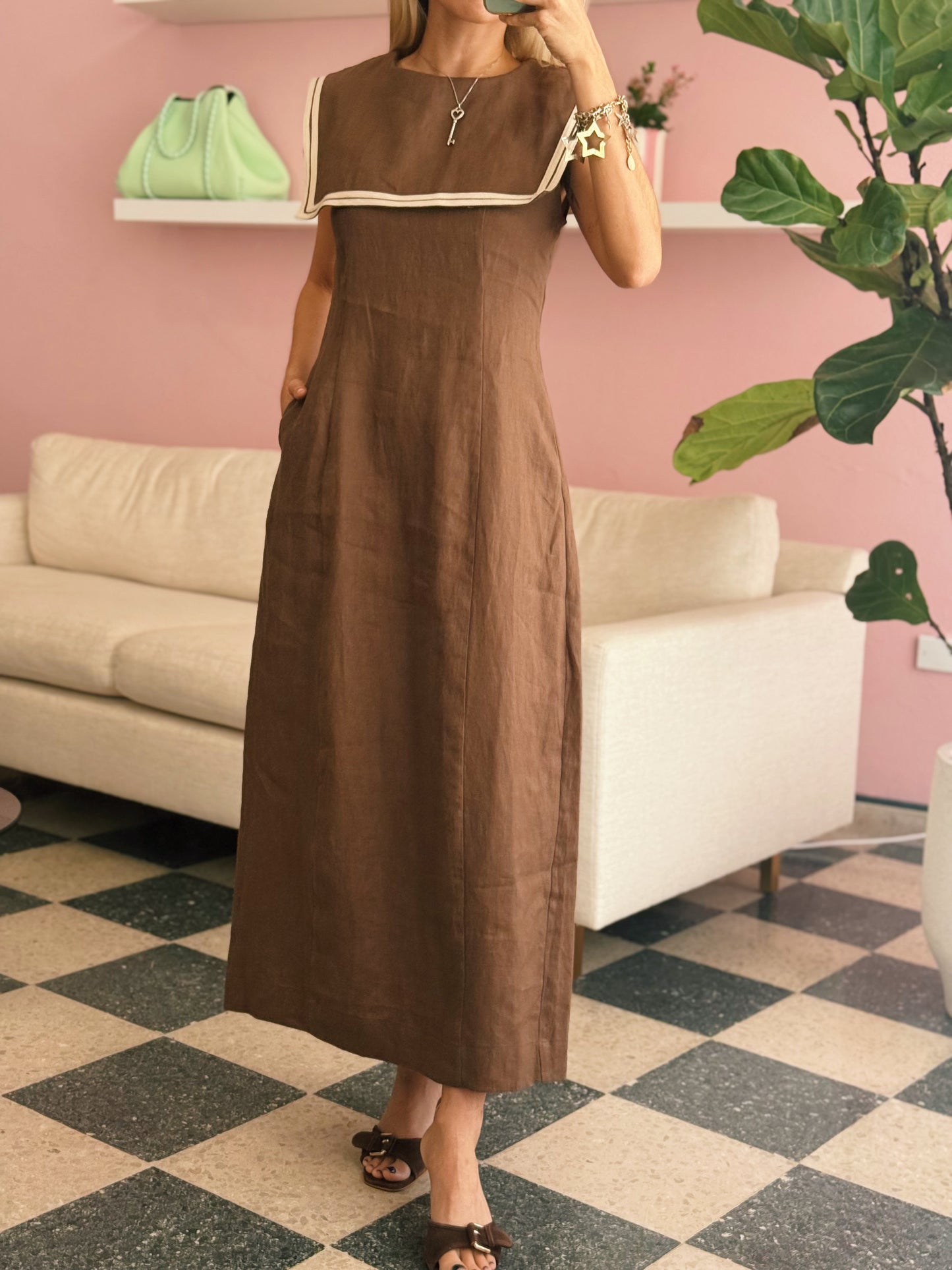Mocha Linen Dress