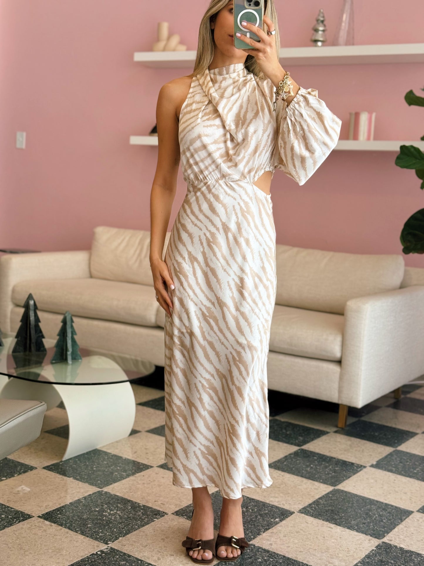 Latte One Shoulder Dress