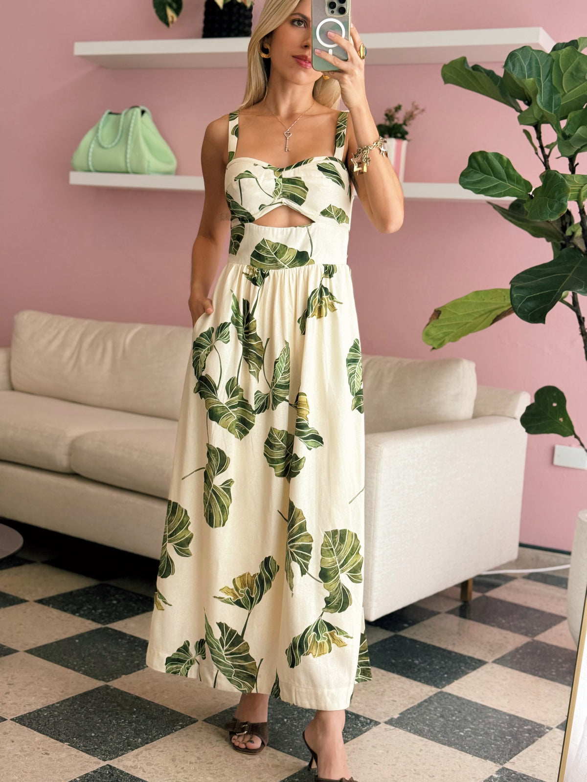 Folhar Cut-Out Linen Midi Dress - Dress To