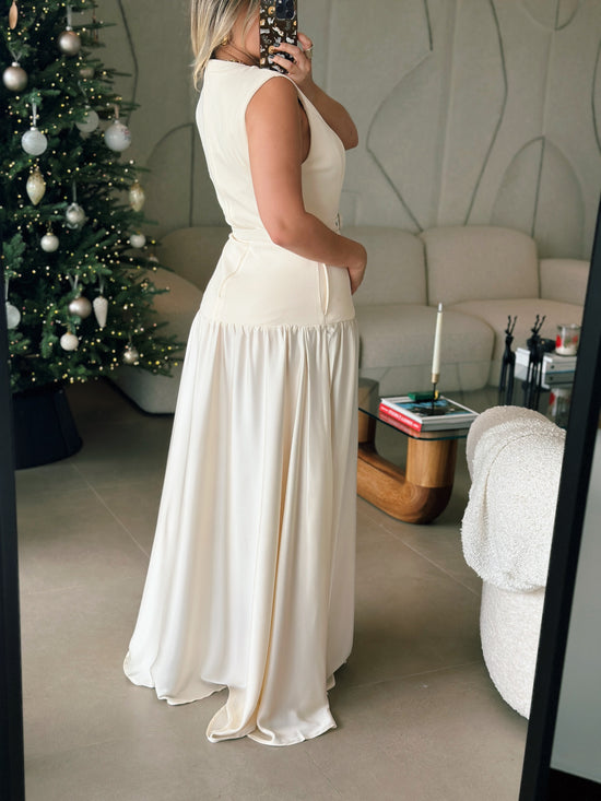 White Belted Maxi Dress