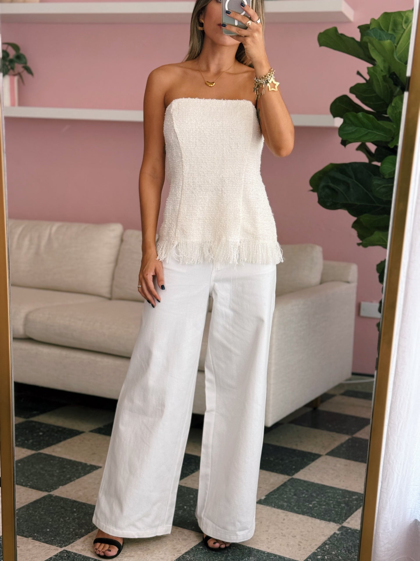 Strapless Fringed Top