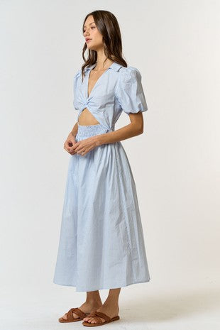 PRE ORDER (final sale/read description) Stripe Twisted Front Midi Dress