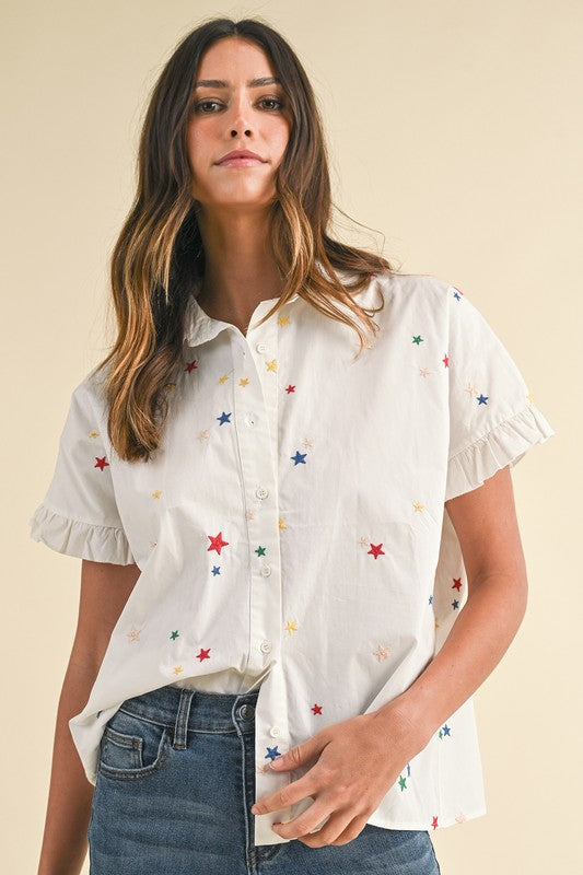 Embroidered Stars Blouse