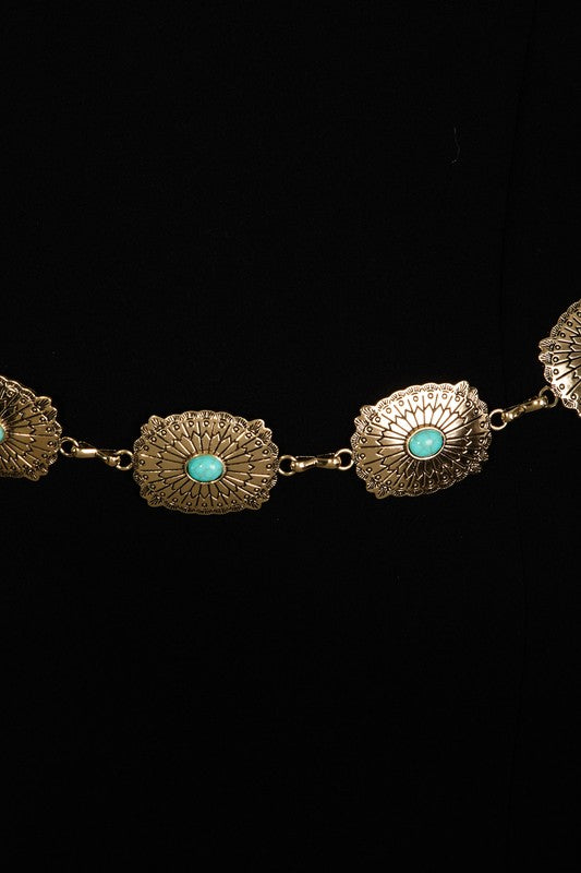 Turquoise Oval Chain Belt