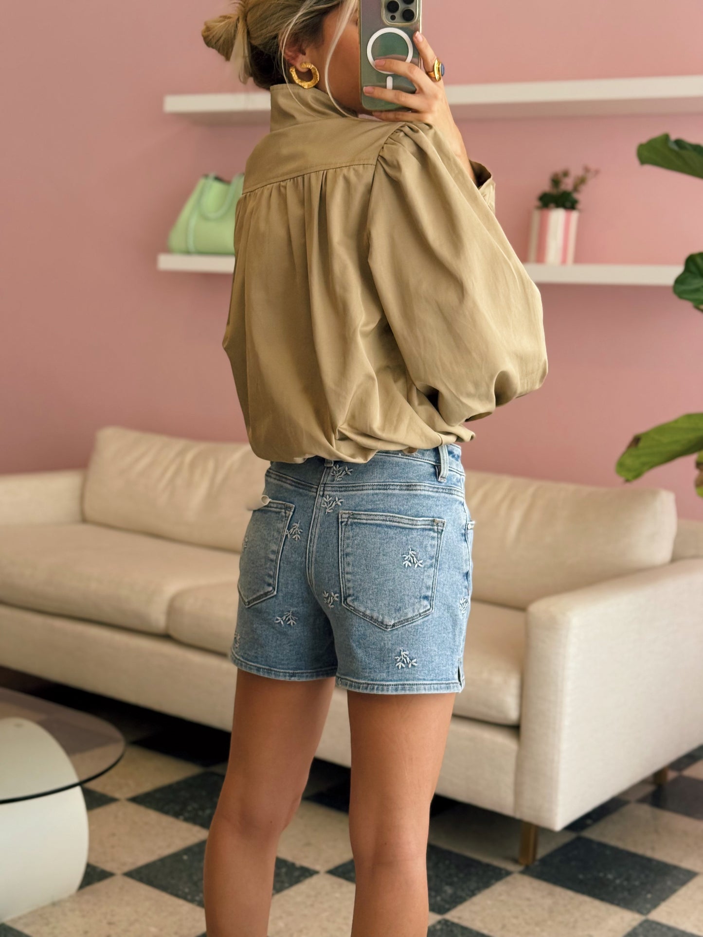 Embroidered Floral Shorts
