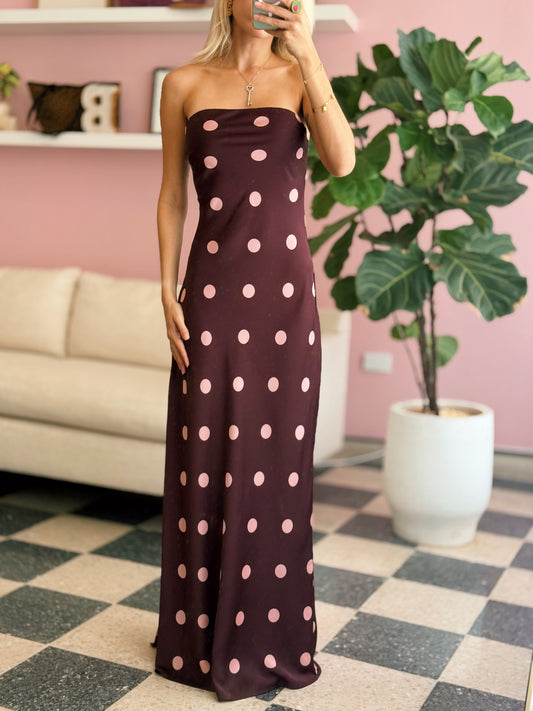 Burgundy Polka Dot Dress