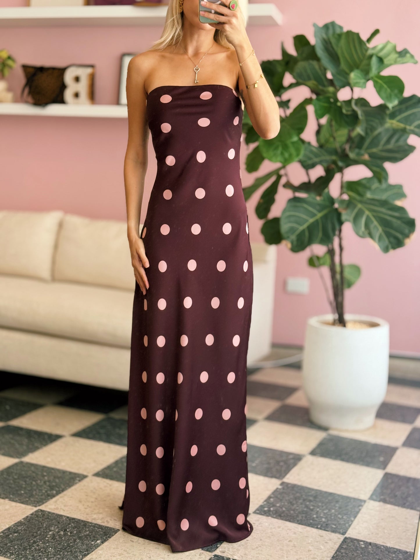 Burgundy Polka Dot Dress