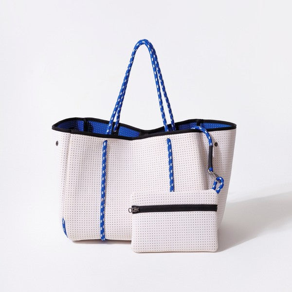 Everyday Tote - White Blue