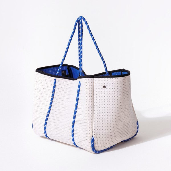 Everyday Tote - White Blue