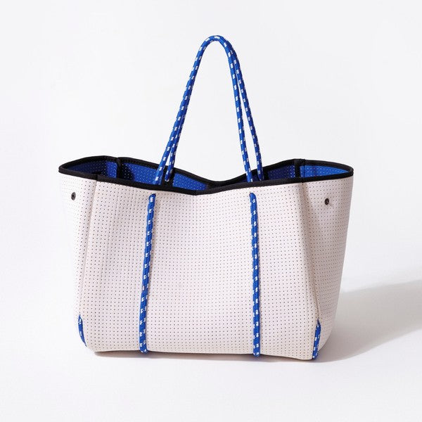 Everyday Tote - White Blue