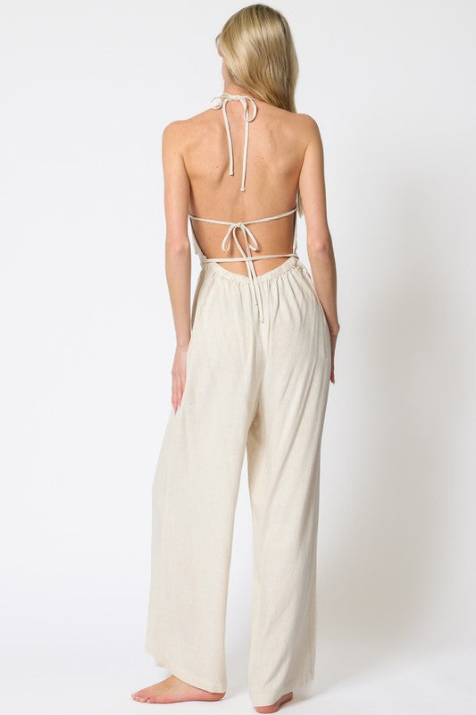 Cowl Neck Open Back Jumpsuit