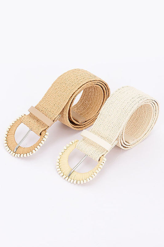 Faux Straw Stretch Belt