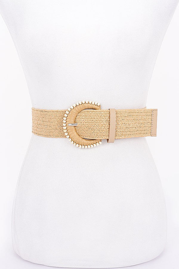 Faux Straw Stretch Belt