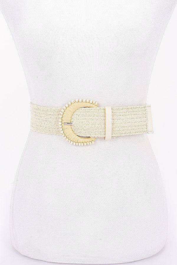 Faux Straw Stretch Belt