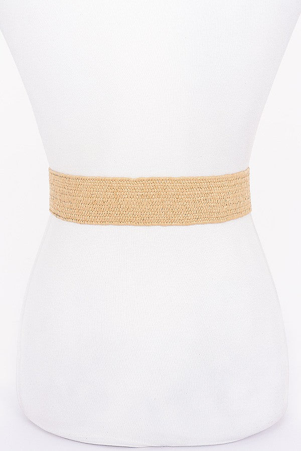 Faux Straw Stretch Belt