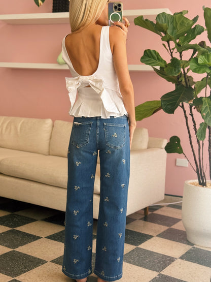 Embroidered Floral Jeans