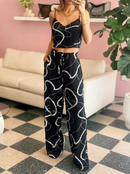 Black Pant & Crop Set