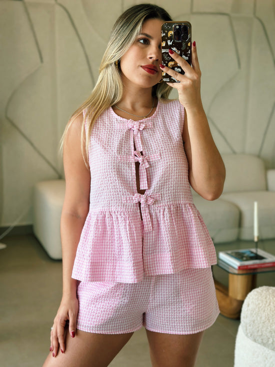 Gingham Pink Set