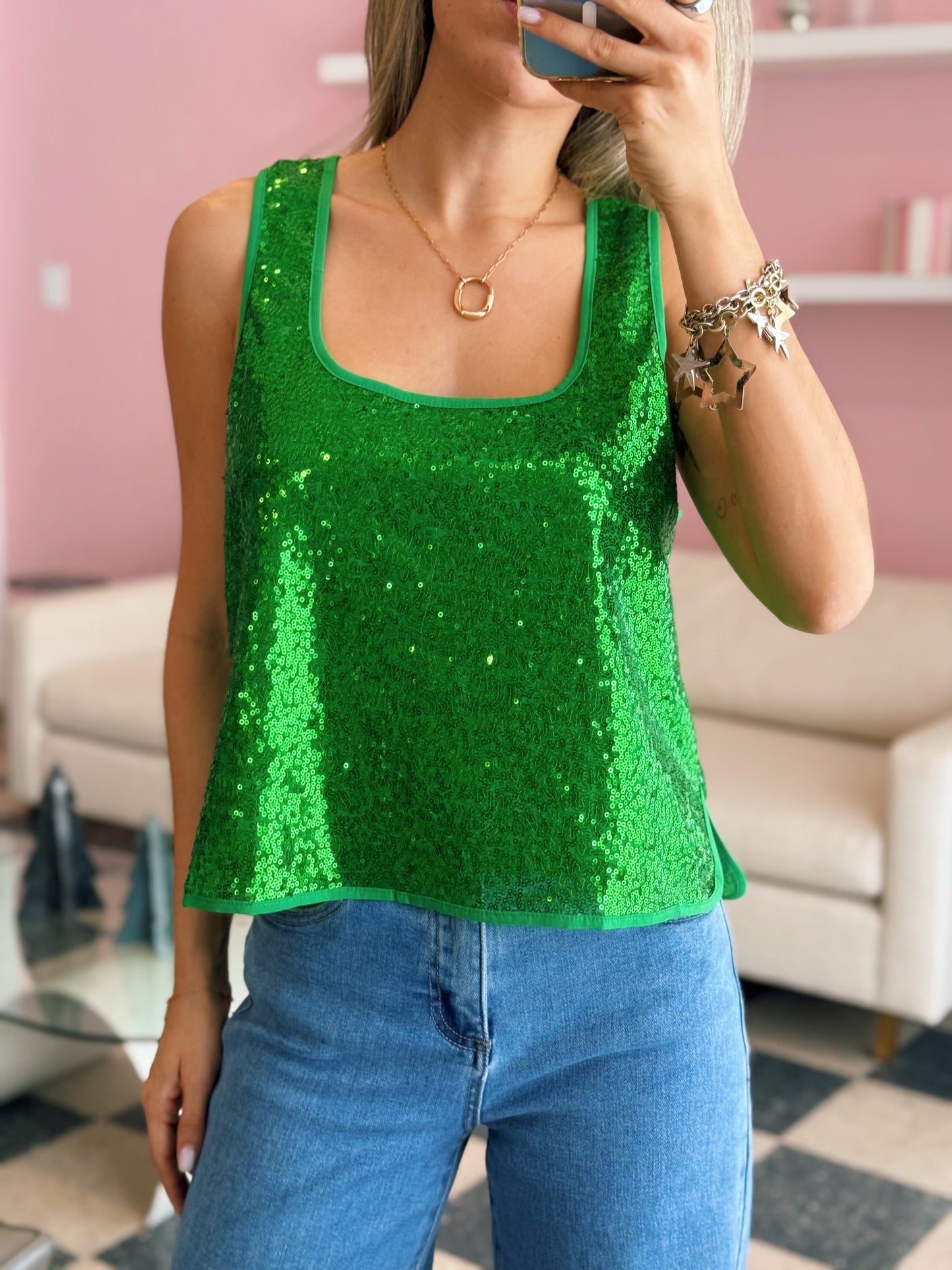 Green Sequin Top