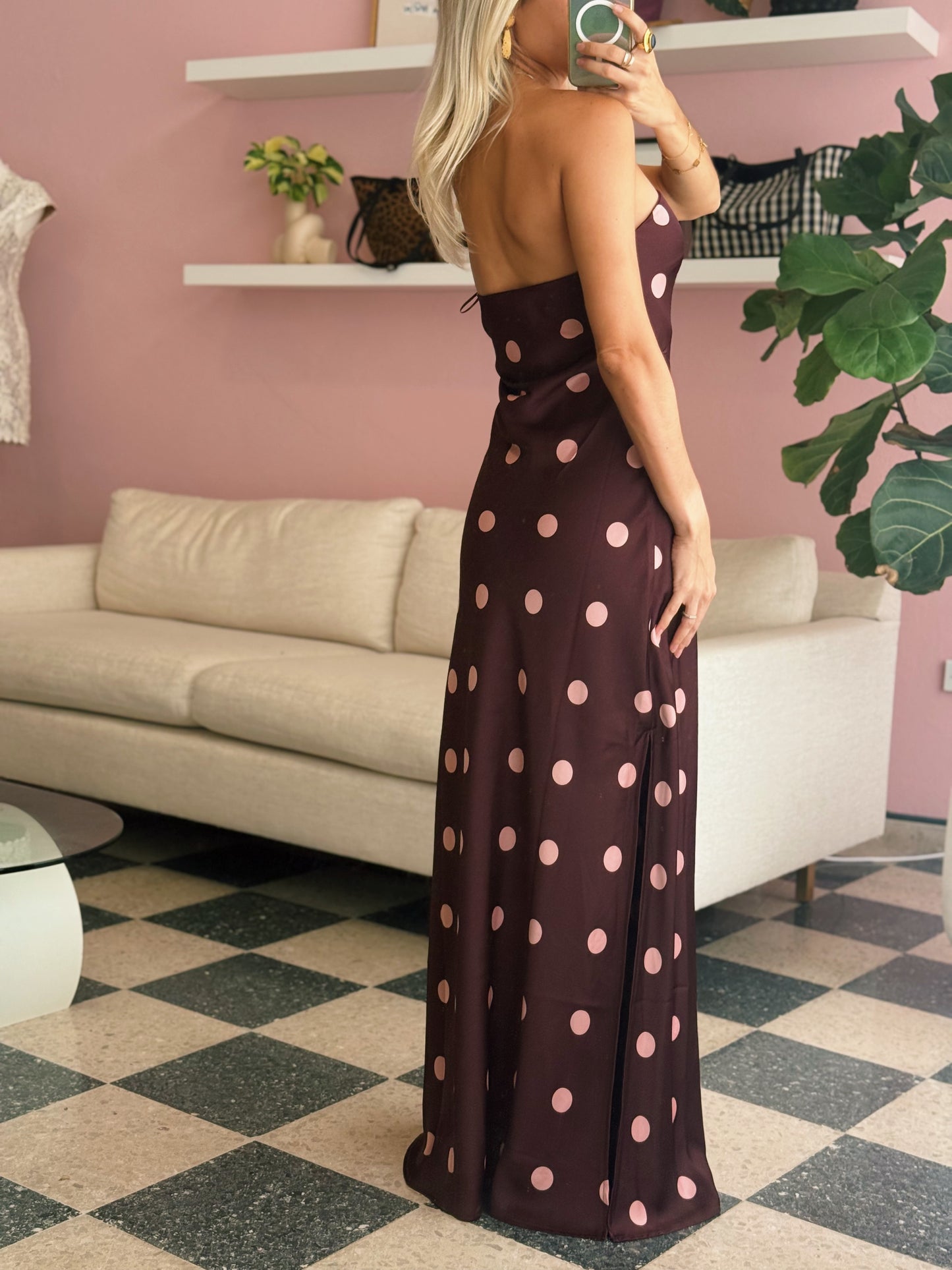 Burgundy Polka Dot Dress