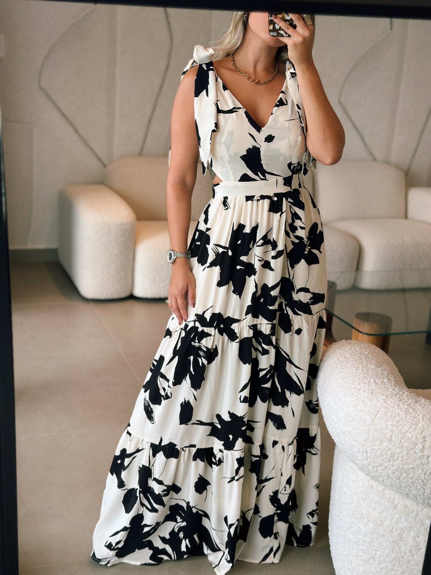 Floral Tie Back Maxi Dress