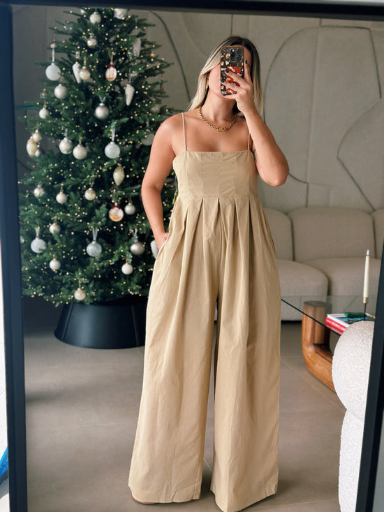 Taupe Pleated Jumpsuit