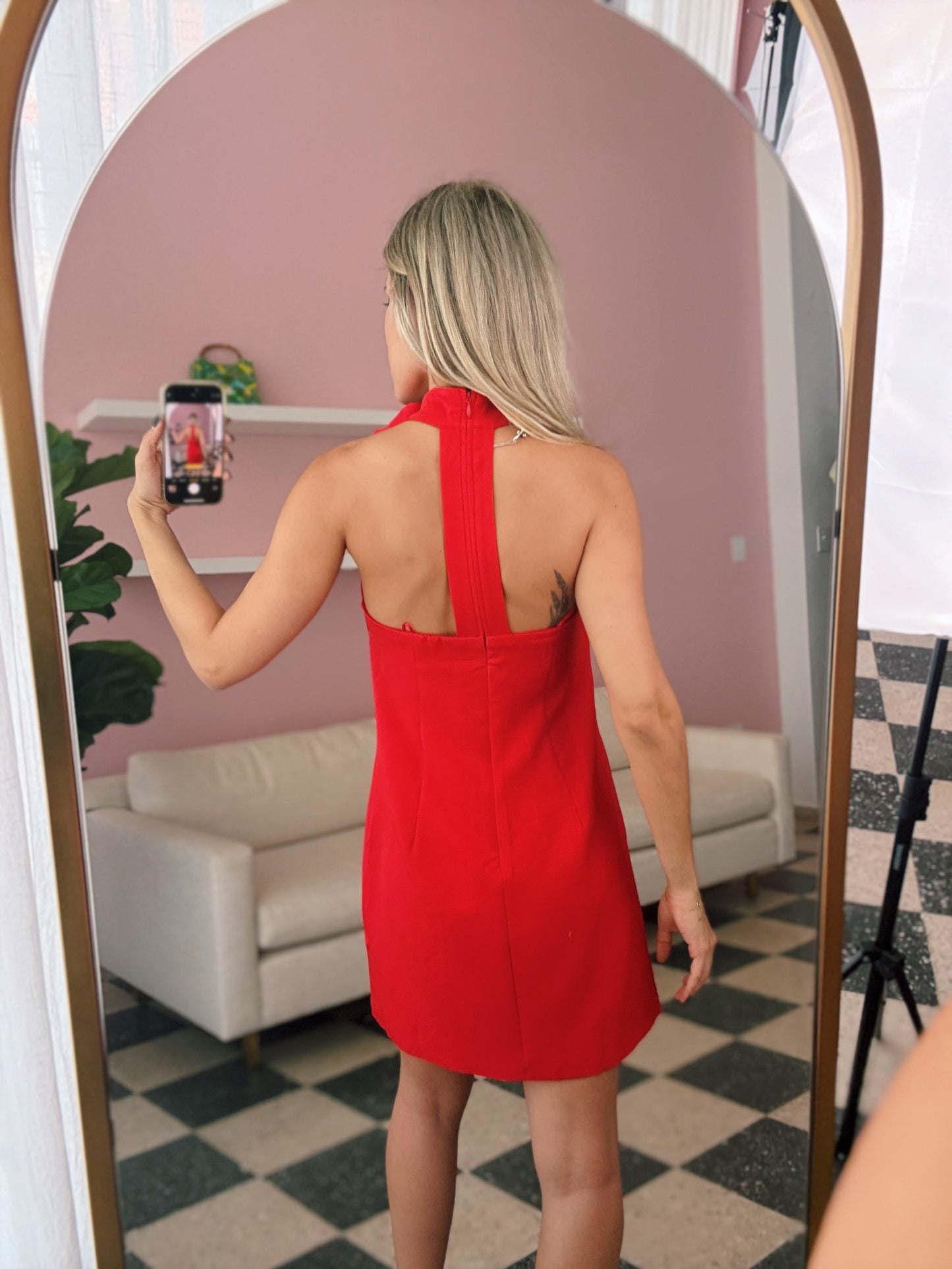 Red Chocker Tie Dresss