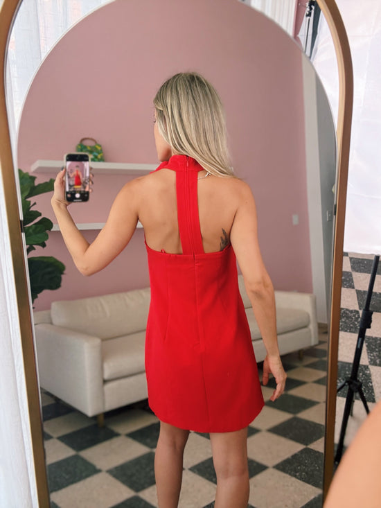 Red Chocker Tie Dresss