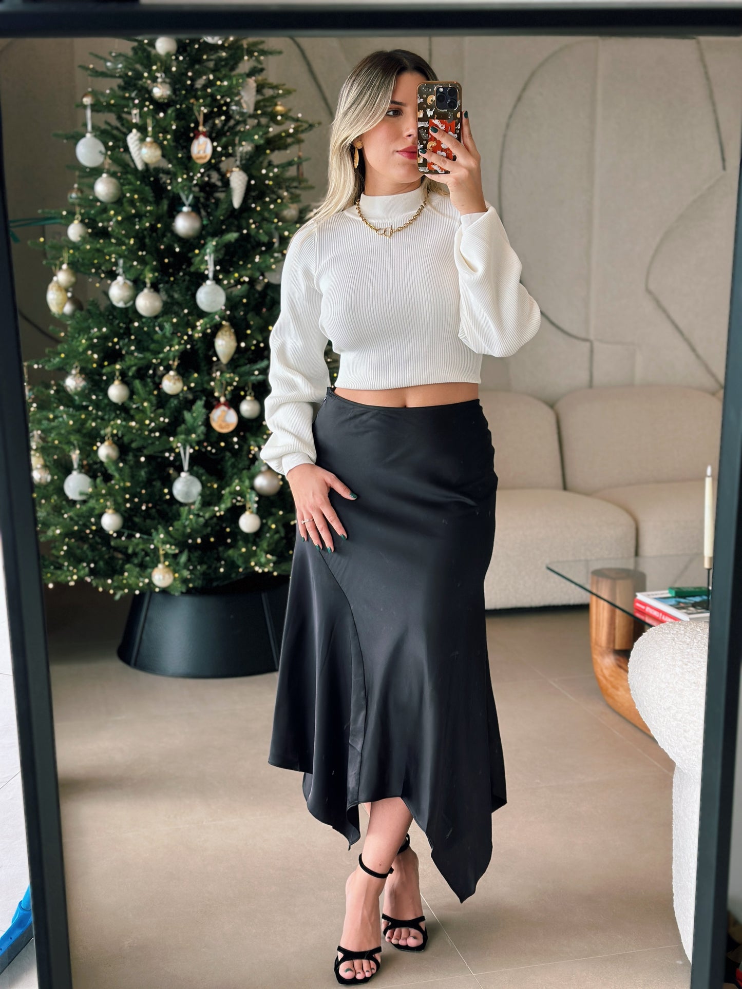 Asymmetrical Satin Skirt