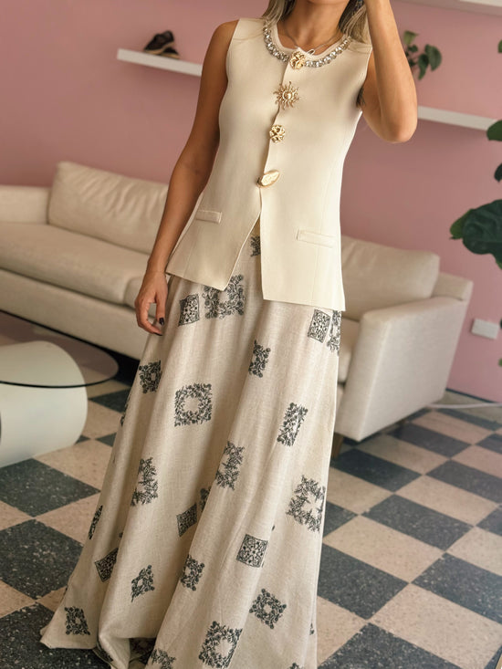 High Waisted Linen Skirt