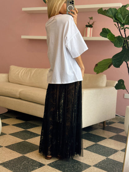 Sheer Lace Maxi Skirt