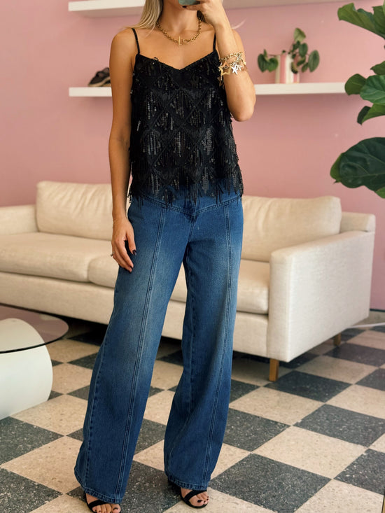 Black Sequin Top
