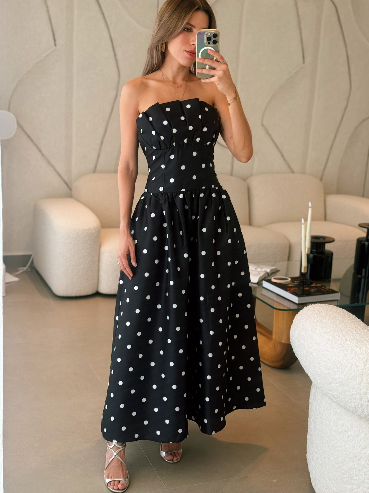Polka Dot Corset Midi Dress