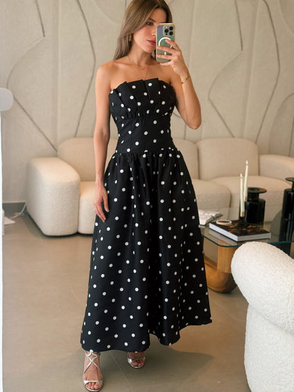 Polka Dot Corset Midi Dress