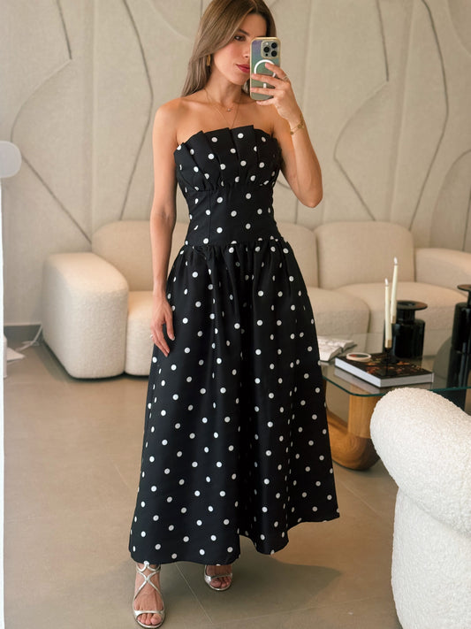 Polka Dot Corset Midi Dress