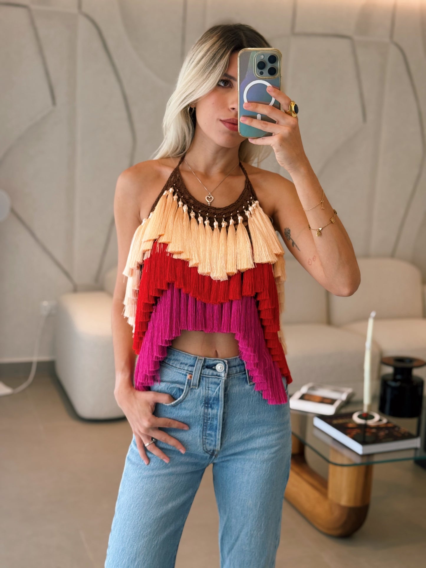 Tassel Crochet Halter Top