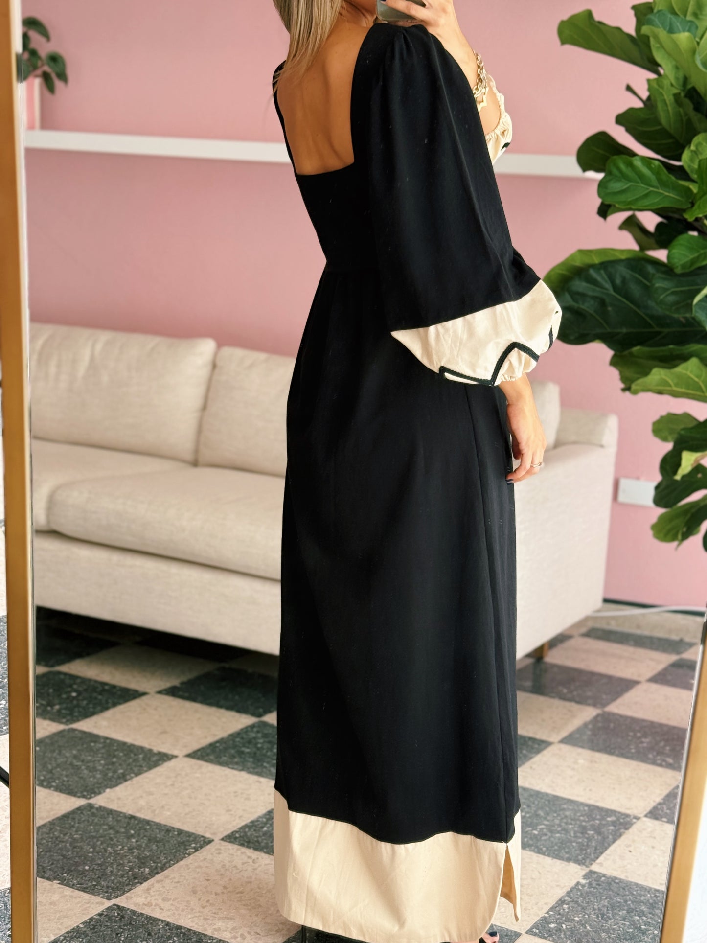 Black Dress Embroidered Flower - Made in Brazil