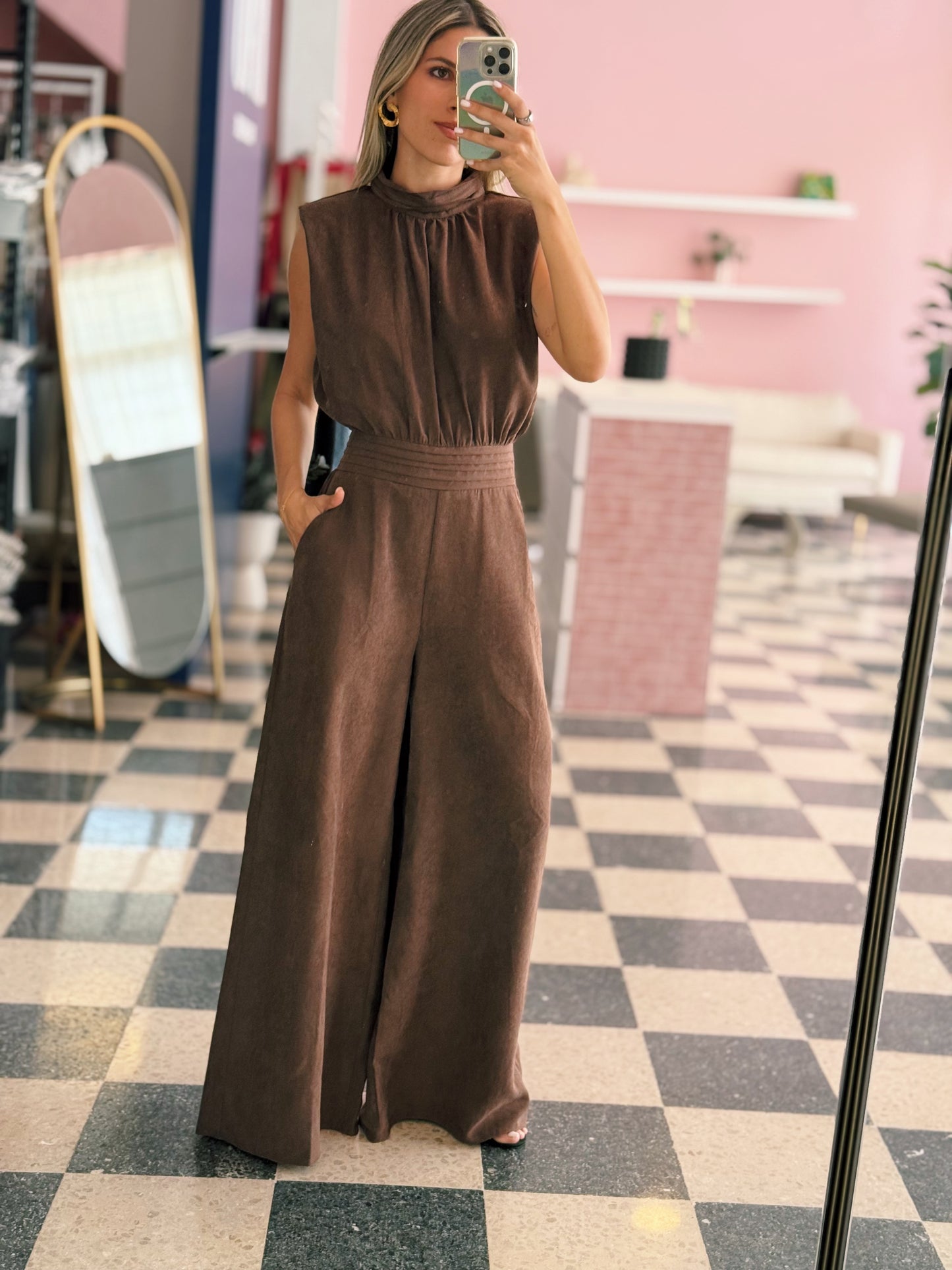 Chocolate High Neck Jumpsuit