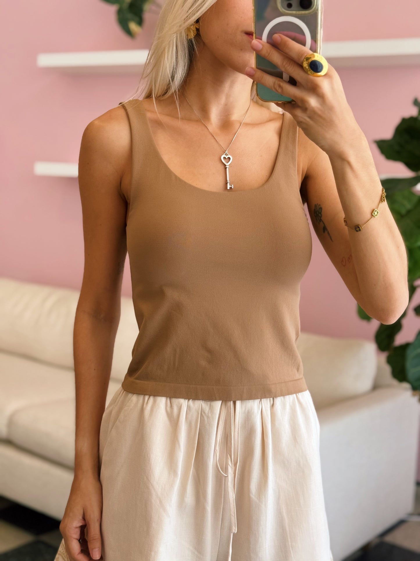 Taupe Crop Tank Top