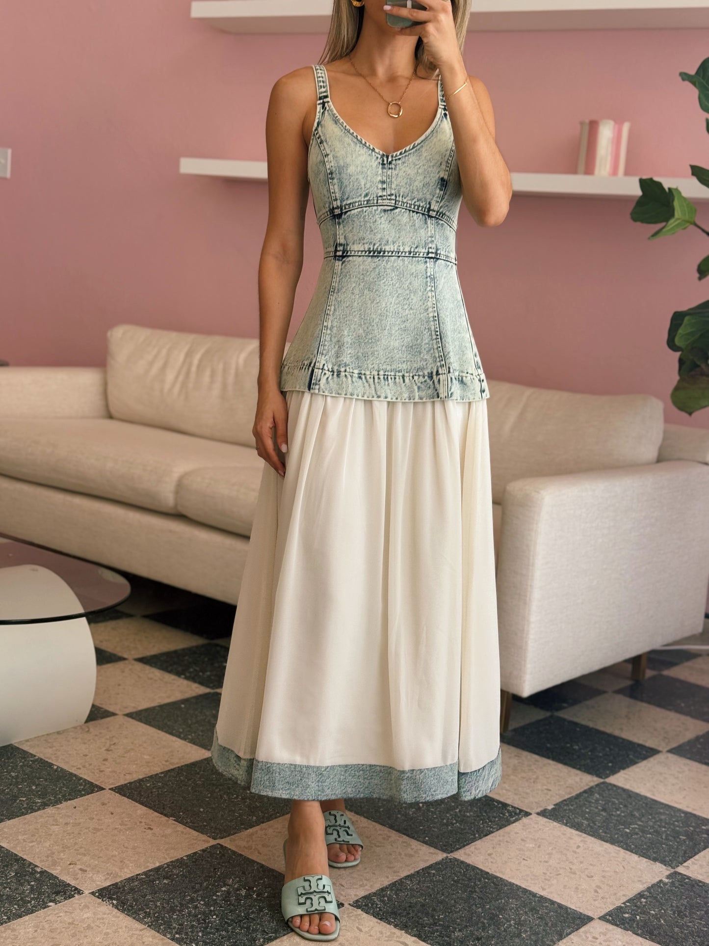 Denim Mixed Media Dress