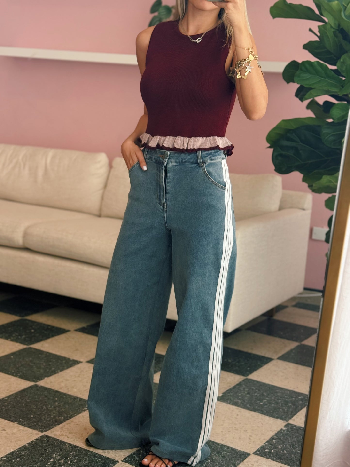 Side Stripe Denim Pant