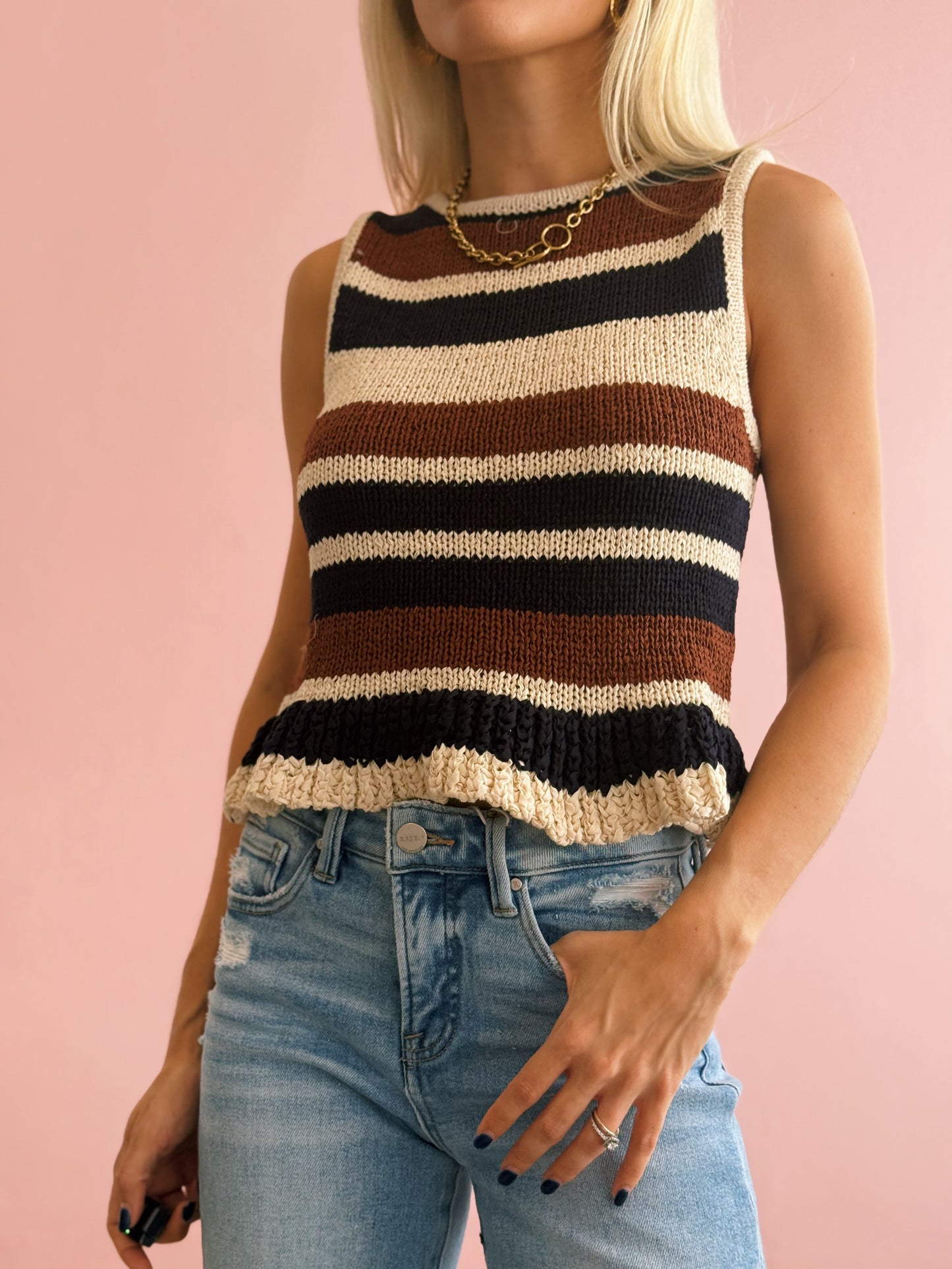Color Block Knit Top