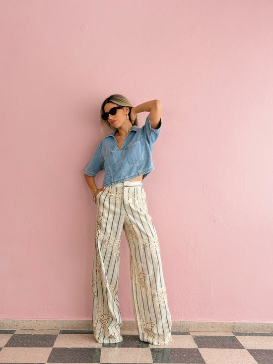 Embroidered Sequin Pants