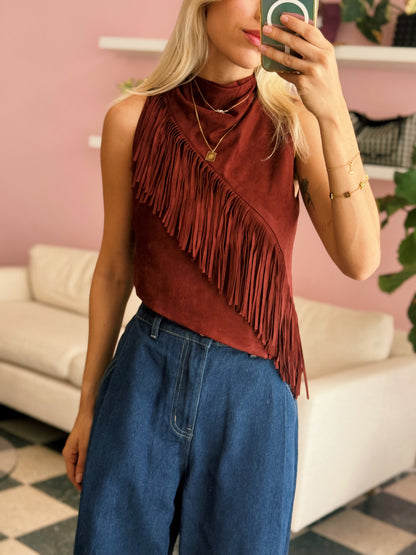 Diagonal Fringe Tank Top