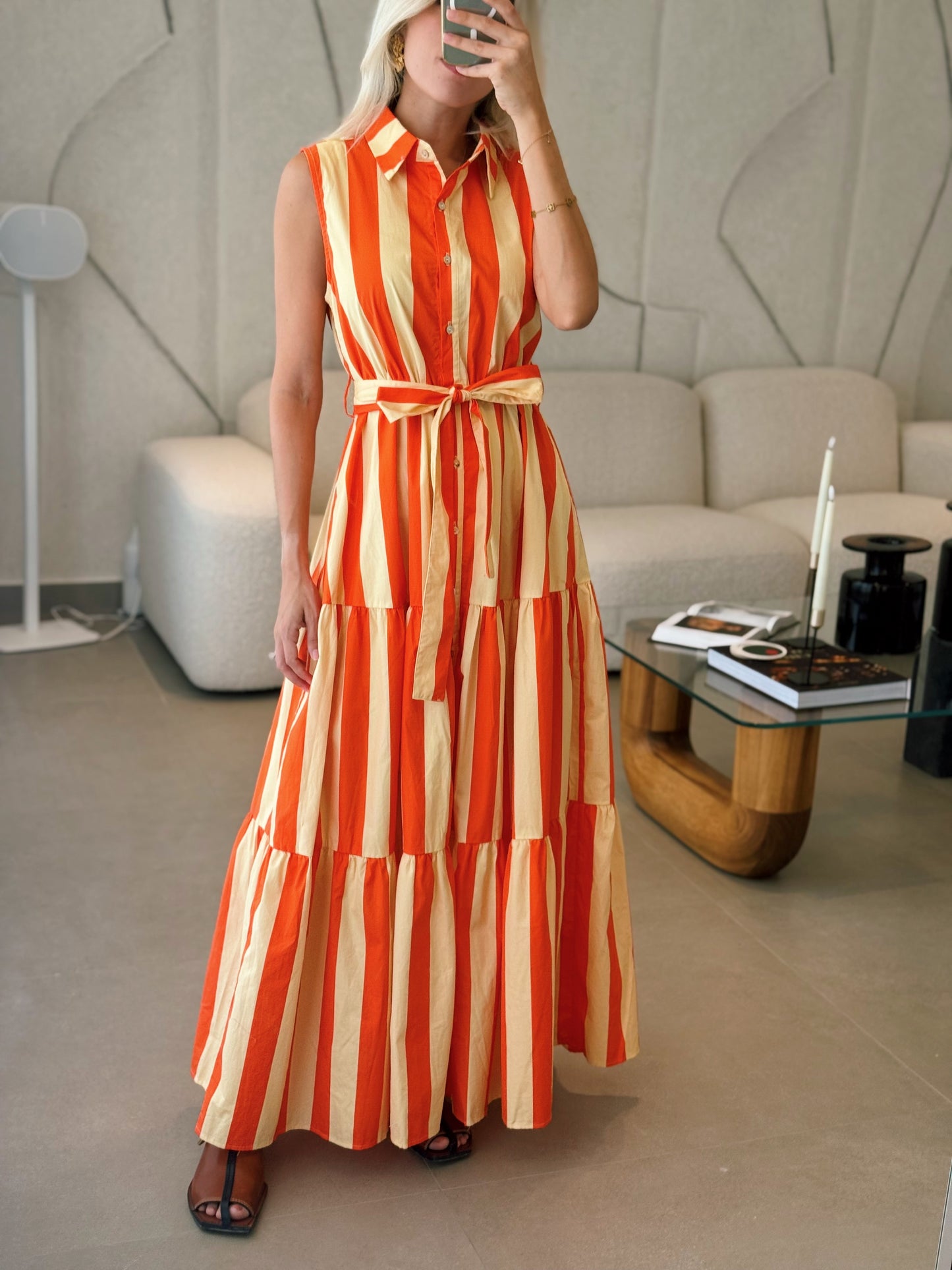 Yellow Orange Maxi Stripe Dress