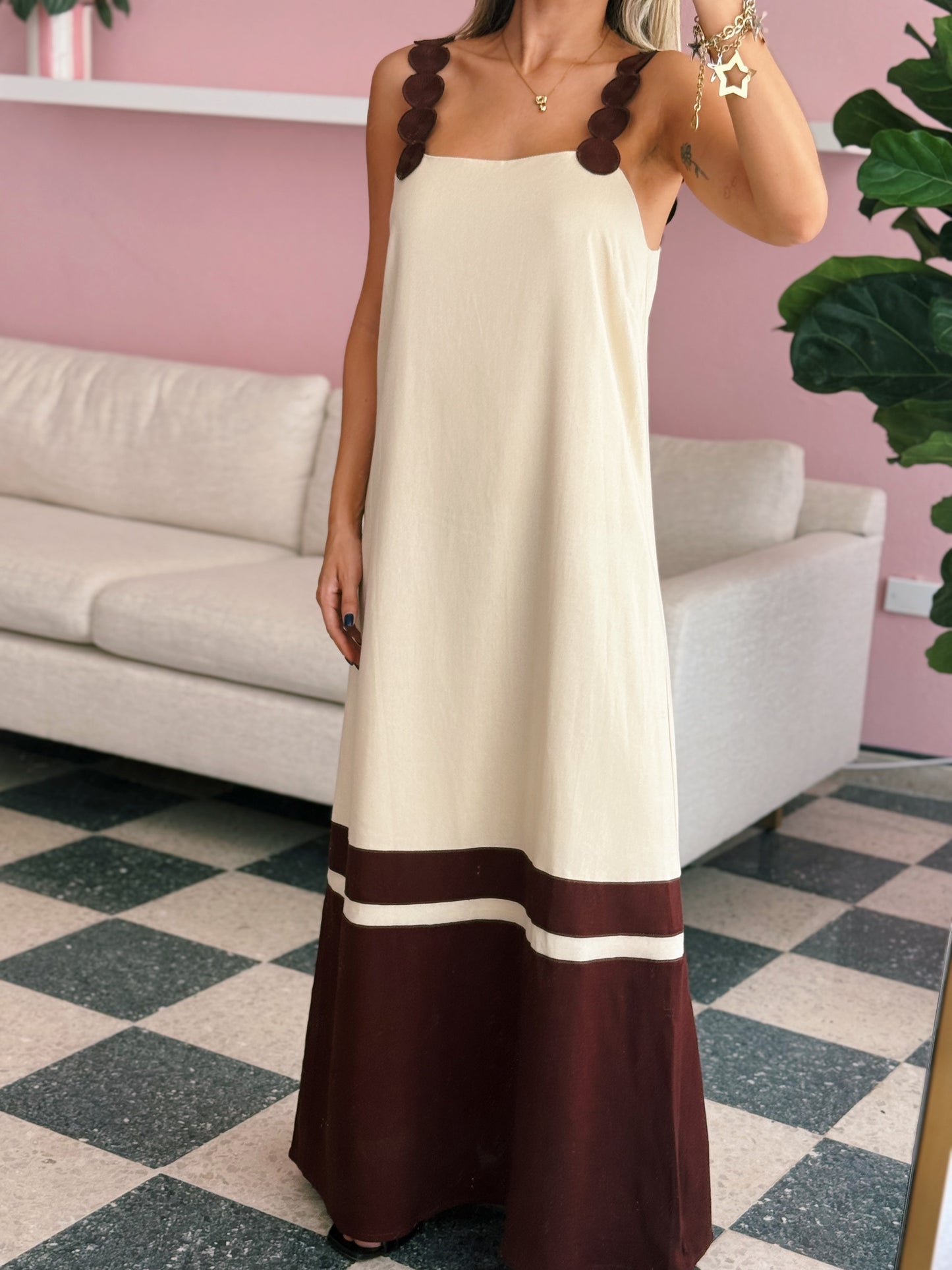 Midi Linen Dress With - Made in Brazil