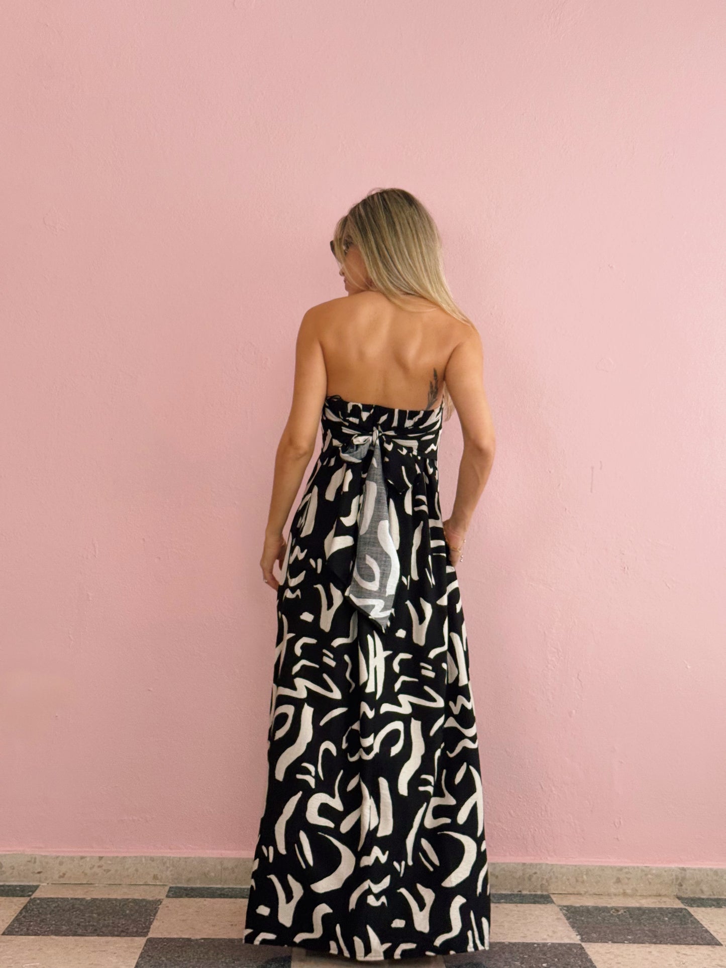 Strapless Abstract Maxi Dress